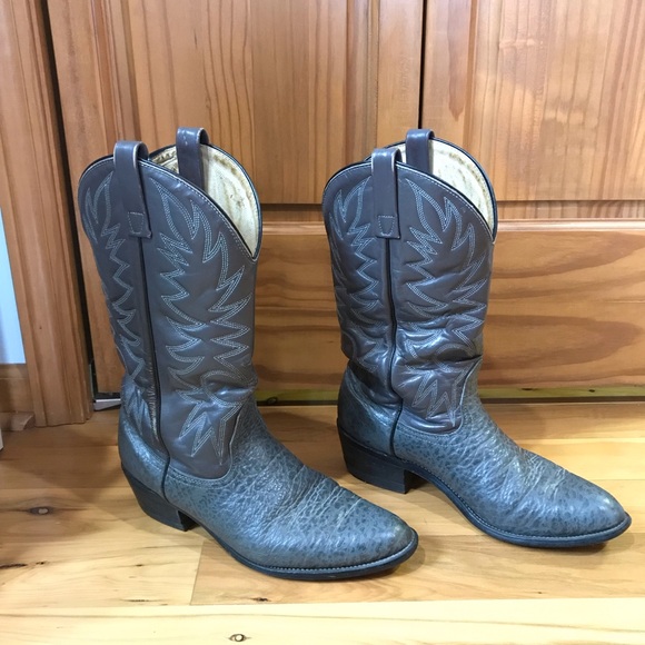 Mason Other - Vintage Mens Mason Gray Leather Pull On Cowboy Boots Preowned Size 9 USA